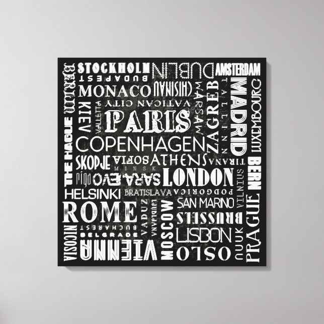 Capital Cities of Europe Canvas Print Wall Art (Front)