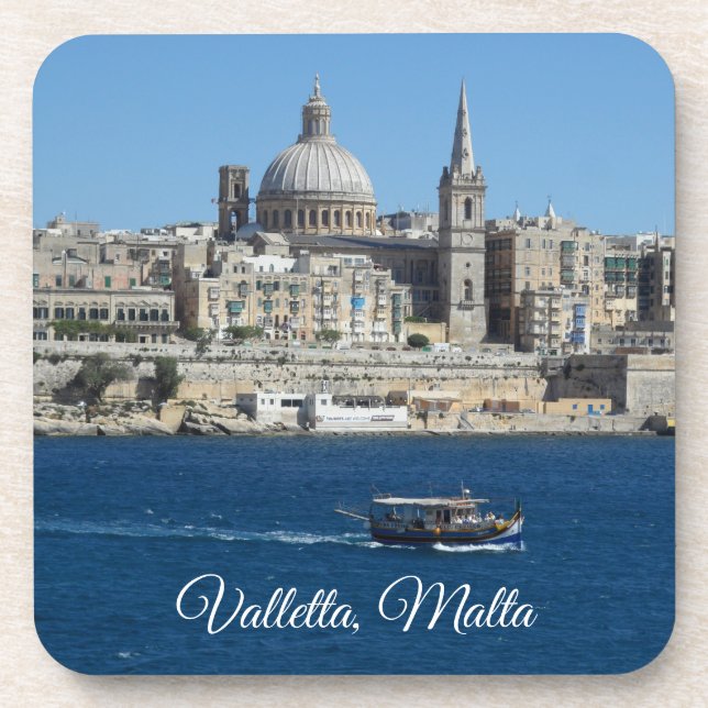 Capital City Valletta on Malta Island Souvenir Coaster (Front)