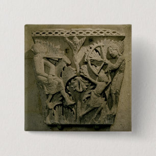 Capital depicting a man shooting an arrow into the 15 cm square badge
