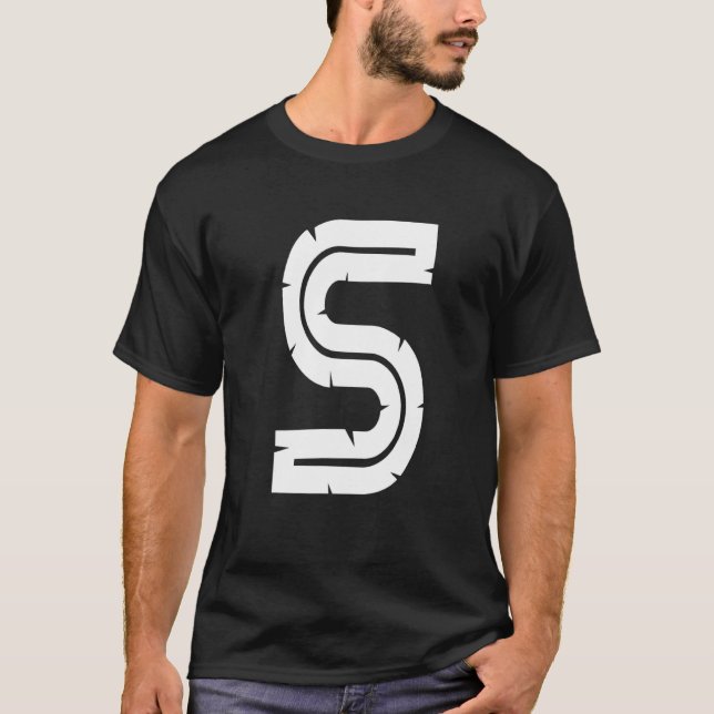 Capital Letter African S White Alphabet Monogram I T-Shirt (Front)