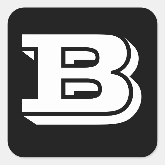 Capital Letter B Black Square Stickers by Janz (Front)