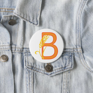 Capital letter B floral monogram 7.5 Cm Round Badge