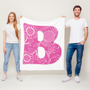 Capital letter B floral monogram Fleece Blanket