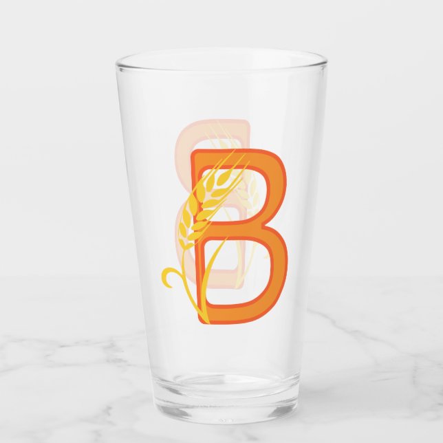 Capital letter B floral monogram Glass (Front)