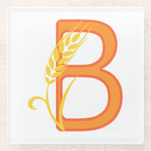 Capital letter B floral monogram Glass Coaster