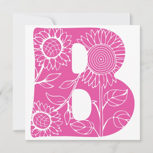 Capital letter B floral monogram Invitation (Front)