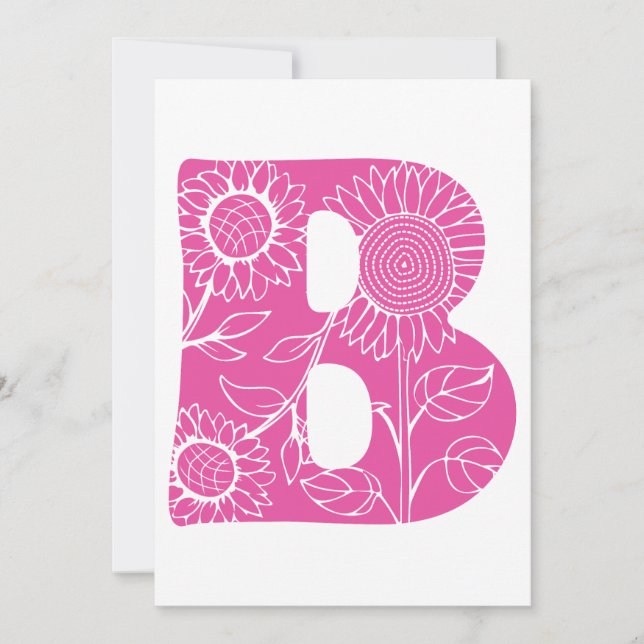 Capital letter B floral monogram Invitation (Front)