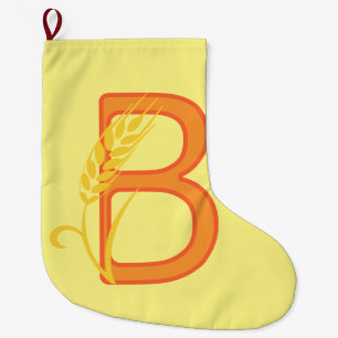 Capital letter B floral monogram Large Christmas Stocking