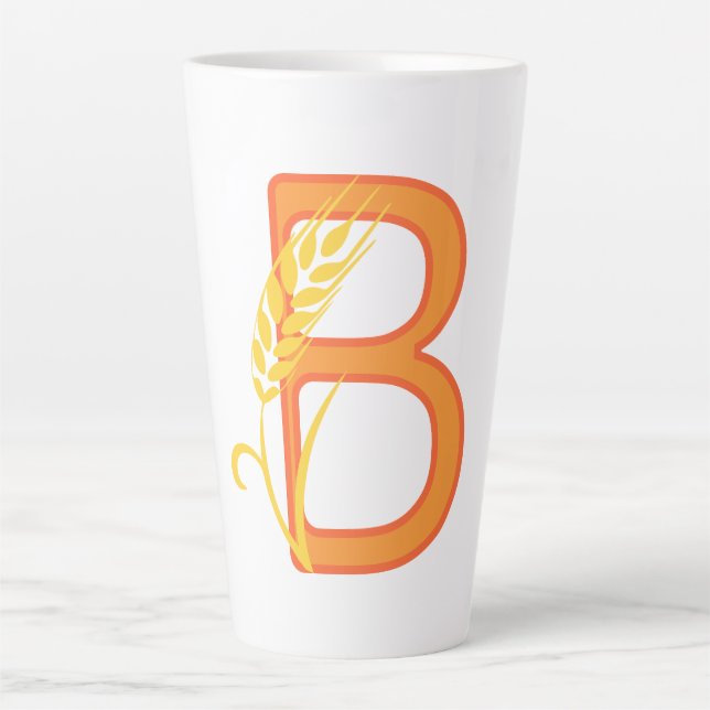 Capital letter B floral monogram Latte Mug (Front)