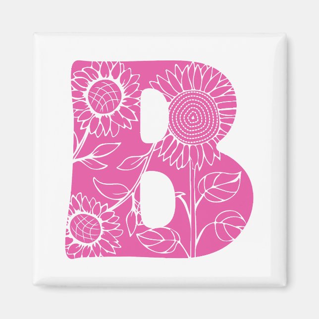 Capital letter B floral monogram Magnet (Front)