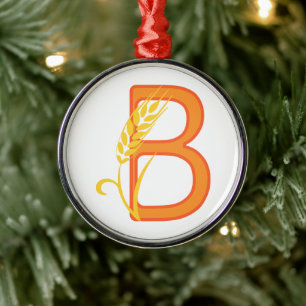 Capital letter B floral monogram Metal Tree Decoration
