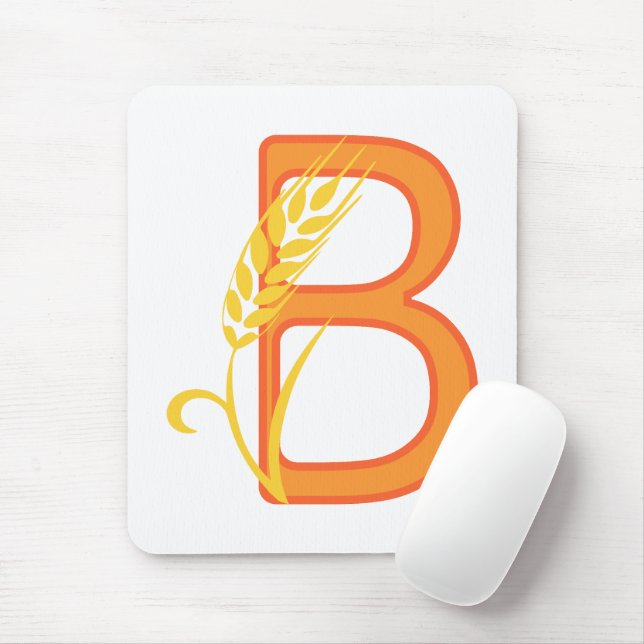 Capital letter B floral monogram Mouse Mat (With Mouse)