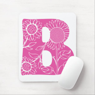 Capital letter B floral monogram Mouse Mat