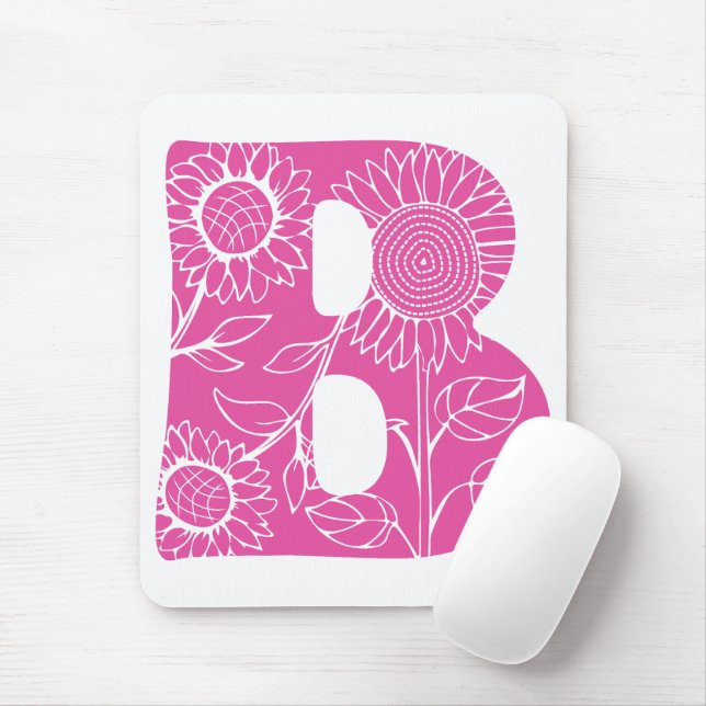 Capital letter B floral monogram Mouse Mat (With Mouse)