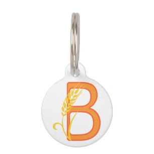 Capital letter B floral monogram Pet Tag