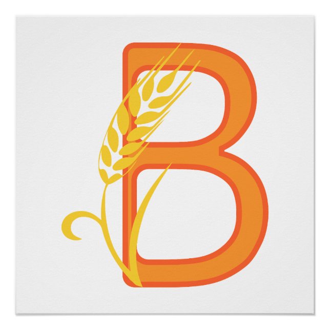 Capital letter B floral monogram Poster (Front)