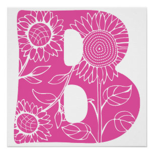 Capital letter B floral monogram Poster