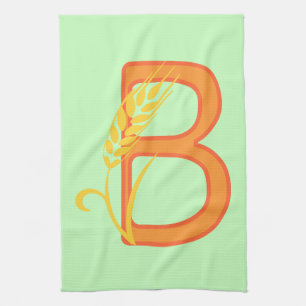 Capital letter B floral monogram Tea Towel