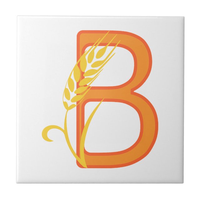 Capital letter B floral monogram Tile (Front)