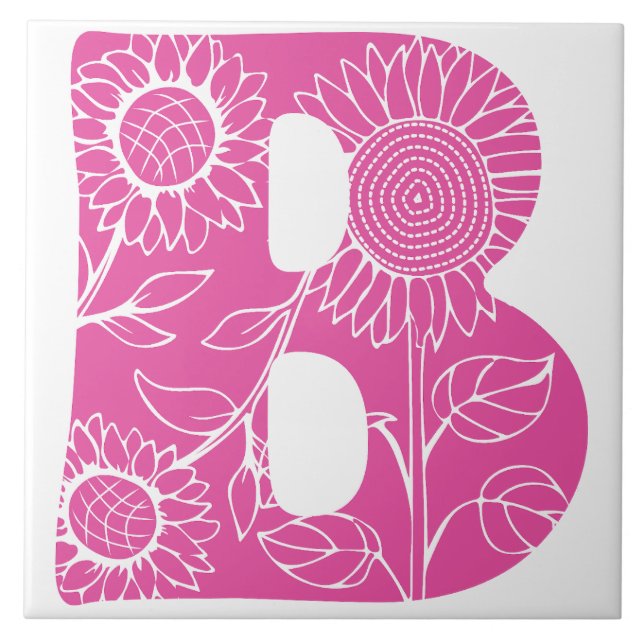 Capital letter B floral monogram Tile (Front)