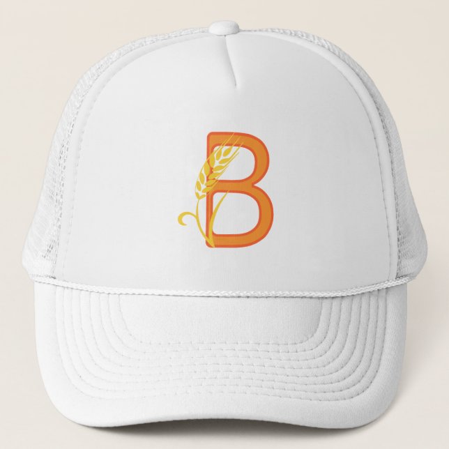 Capital letter B floral monogram Trucker Hat (Front)
