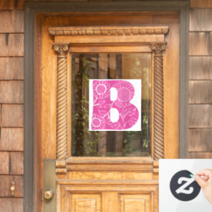 Capital letter B floral monogram Window Cling