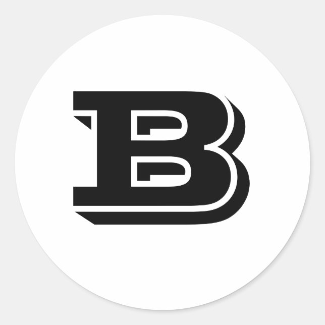Capital Letter B White Round Stickers by Janz (Front)