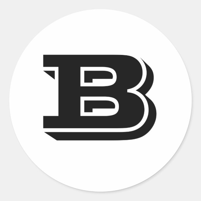 Capital Letter B White Round Stickers by Janz (Front)