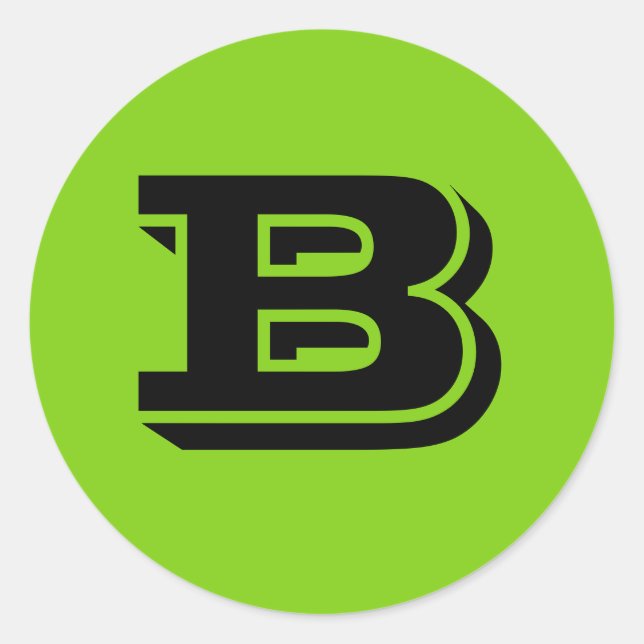 Capital Letter B Yellow Green Stickers by Janz (Front)