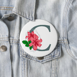 Capital letter C floral monogram 10 Cm Round Badge