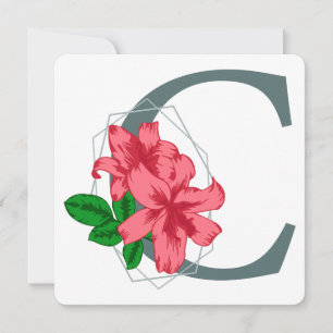 Capital letter C floral monogram Invitation