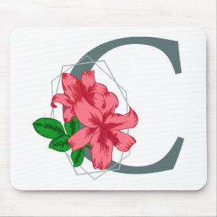 Capital letter C floral monogram Mouse Mat