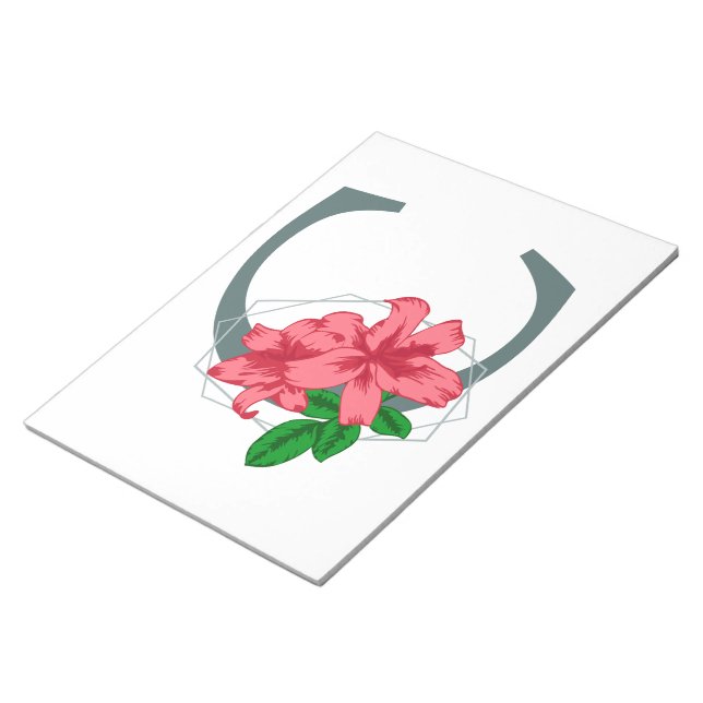 Capital letter C floral monogram Notepad (Angled)