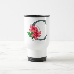 Capital letter C floral monogram Travel Mug