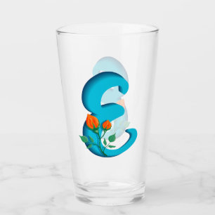 Capital letter E floral monogram Glass
