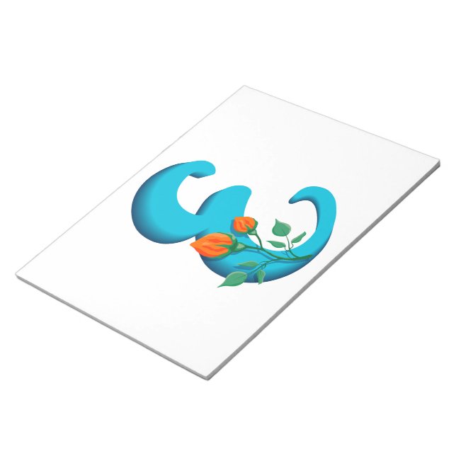 Capital letter E floral monogram Notepad (Angled)