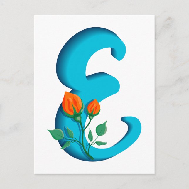 Capital letter E floral monogram Postcard (Front)