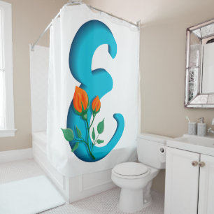 Capital letter E floral monogram Shower Curtain