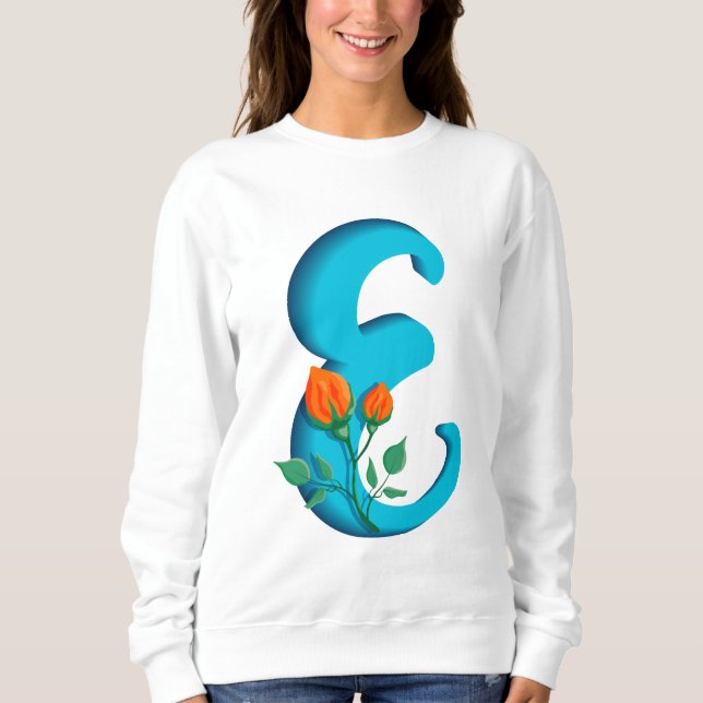 Capital letter E floral monogram Sweatshirt (Front)