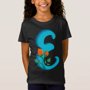 Capital letter E floral monogram T-Shirt