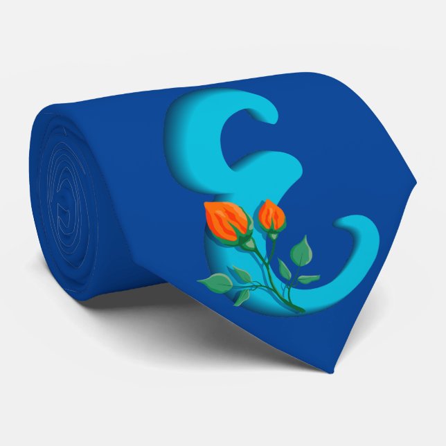 Capital letter E floral monogram Tie (Rolled)