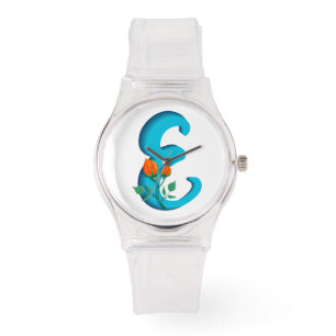 Capital letter E floral monogram Watch