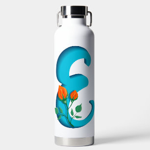 Capital letter E floral monogram Water Bottle