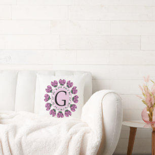 Capital letter G floral monogram Cushion