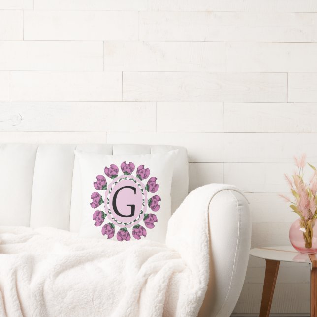 Capital letter G floral monogram Cushion (Couch)