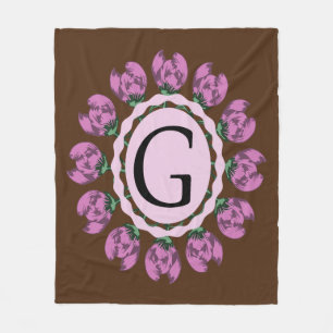 Capital letter G floral monogram Fleece Blanket
