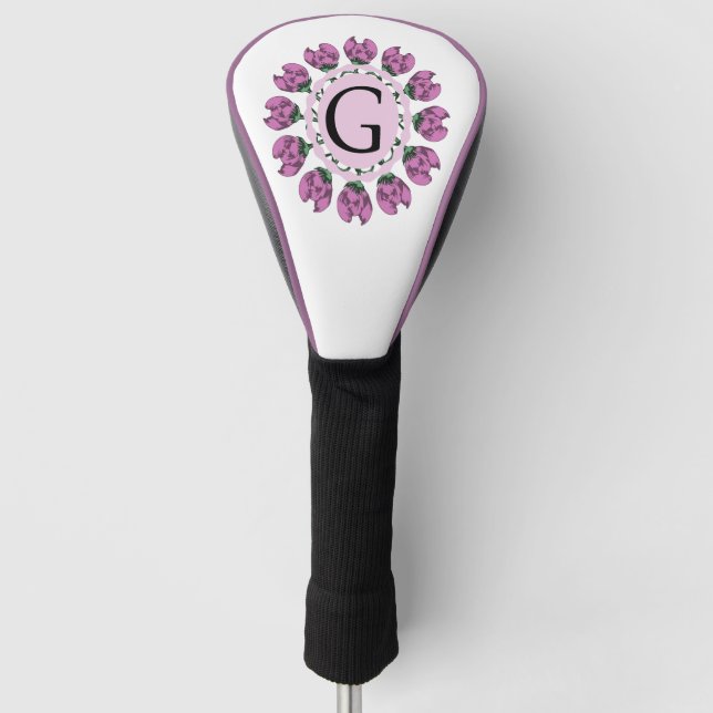 Capital letter G floral monogram Golf Head Cover (Front)