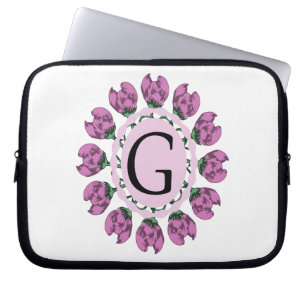 Capital letter G floral monogram Laptop Sleeve