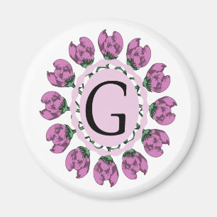 Capital letter G floral monogram Magnet