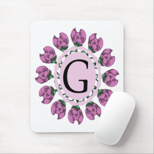 Capital letter G floral monogram Mouse Mat